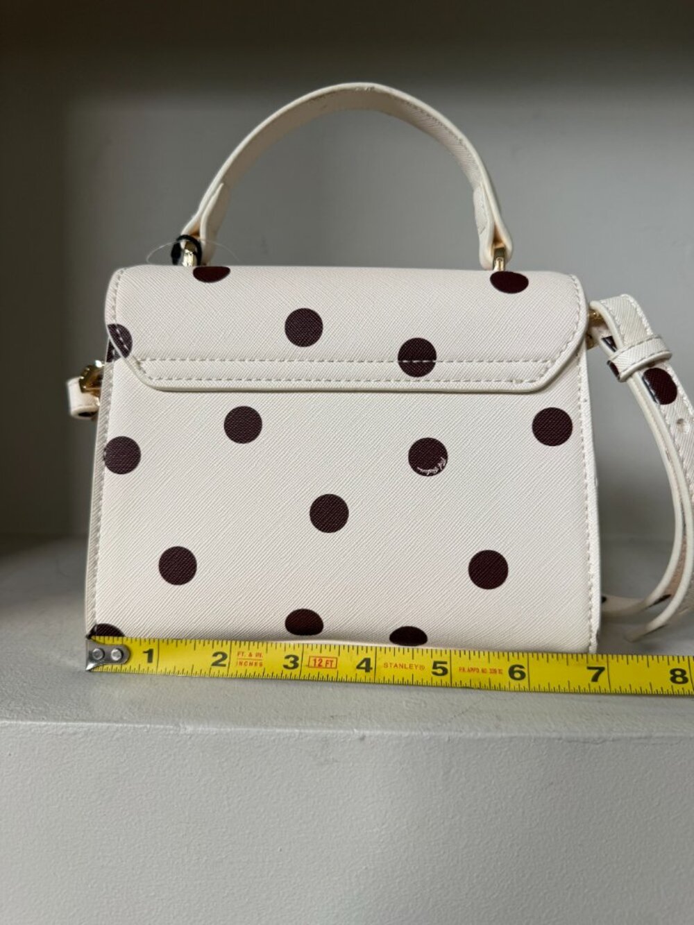 Ted Baker London Polka Dot Top Handle Crossbody Satchel Ivory Brown Bag NWT - Picture 6 of 14